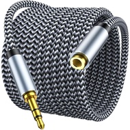 Kabel Sambungan Fon Kepala 3.5mm 4ft, Kabel Aux Berjalin Nylon untuk Telefon Pintar, Tablet, Pemain 