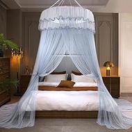 Mosquito Mesh Net for Bed Canopy Large Dome Hanging Bed Net Tent Bed Canopy for Double Single Bed Hanging Bed Net for Bedroom Decorative Travelling Camping, Blue Gray