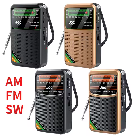 Portable Radio AM FM SW Pocket Radios with Rechargeable Battery Built in Speaker with HD Display Scr