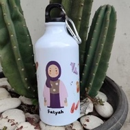 Custom Tumbler with Hijab Girl Character Water Bottle Tumbler