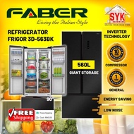 SYK Free Shipping Faber Refrigerator Dual Inverter 560L 3 Door FRIGOR 3D-563BK Fridge Peti Sejuk 3 Pintu Peti Ais