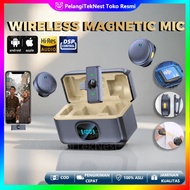 HP Q8 Pro Magnetic Mic Wireless Clip On Microphone Dual Microphone Lavalier Plug & Play Dual DSP ENC