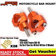 JFG Racing Motorcycle Orange 6061-T6 Aluminum HandleBar Fat Bar Risers 28mm Mount Holder Clamp Adapt