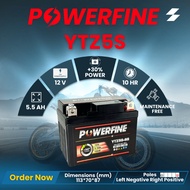 POWERFINE YTZ5S BATTERY HONDA YAMAHA EX5 DREAM WAVE WAVE110 WAVE125 LC135 Y15ZR Y15 AVANTIZ SOLARIZ