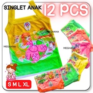 DOZENS OF 12 PCS Boys and Girls Singlets with Cartoon Patterns and Cute Straps - MEGHANA ID