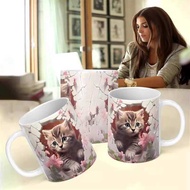 3D Pattern Cat Cat White Mug Household Office Coffee Tea Ceramic Cup Cute