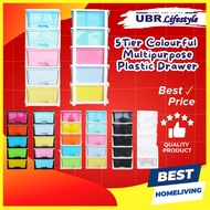 5-Tier Colourful Multipurpose Plastic Drawer Clothes and Toys Organizer Laci Baju dan Mainan