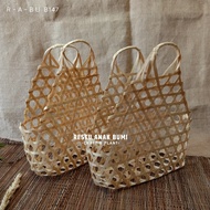 (B272) Tas Bambu Yukensi Pendek 21x8cm|Wadah Belanja|Tempat Parcel|Natal|Hampers|Lebaran|Handbag  | 