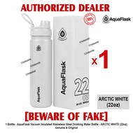 AQUAFLASK 22oz ARCTIC WHITE Aqua Flask Wide Mouth with Flip Cap Spout Lid Flexible Cap Vacuum Insula