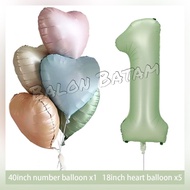 Number Balloon Package greenOlive 100cm + 5pcs love 18inch