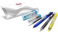 Pentel Starter Pack of 6-1 x Blue Gel Roller, 1 x Blue Refill, 1 x Yellow Retractable Highlighter, 1