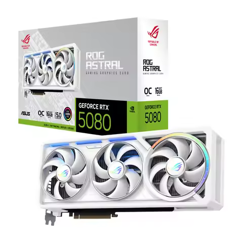 ASUS ROG Astral RTX 5080 O16G White Gaming Graphics Card 16GB GDDR7 PCIe 5.0 Quad-Fan Blackwell DLSS