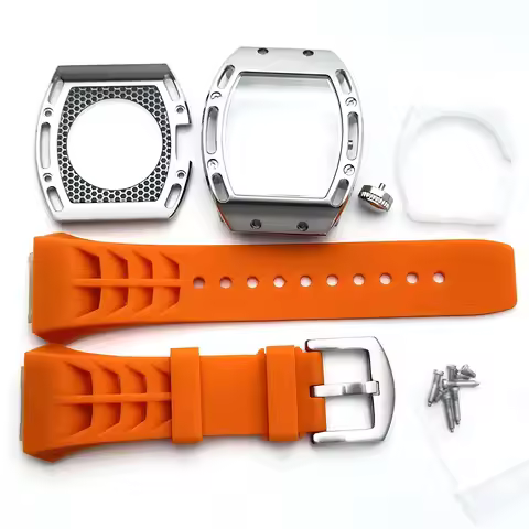 42*50mm Tonneau Watch Case 316L Stainless Steel No logo For Richard Mille Miyota 8N24 Automatic Move