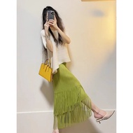 <[CDATA[2025 Mint Fringed Skirt]]>