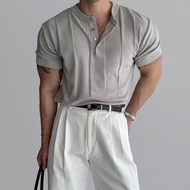 [H2O] Henry Collar T-shirt💧American Fitness Short-Sleeved Men's Loose All-Match Simple Running Train