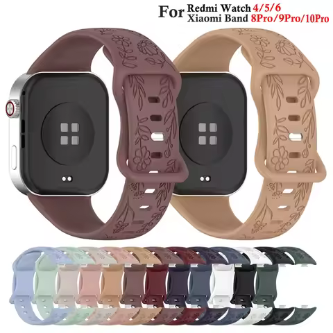 3D Flowers Silicone Strap For Redmi Watch 4 5 6 SmartWatch WristBand Strap For Xiaomi Mi Band 8/9/10
