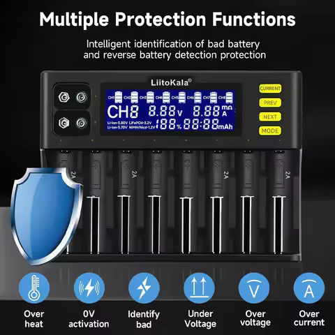 Liitokala Lii-S8 Universal Battery Charger for NiMH/CD Rechargeable Lithium AAA 1.2V 3.7V 9V Compati