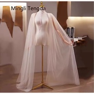 Long Smooth Tile Bridal Cape Wedding Dress Accessories Veil Shoulder Shawl ELEGAN