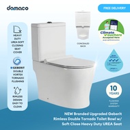 NEW Branded Upgraded Geberit Rimless Double Tornado Toilet Bowl w/ Soft Close Heavy Duty UREA Seat