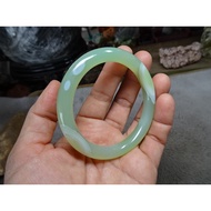 Natural Sky Eyeball Clear Apple Chrysoprase Round Bracelet → F637