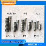 Expansion Bolt with Lag Screw Size 3/4, 5/8, 1/2 with lag 2inch 1Set Shield Galvanized