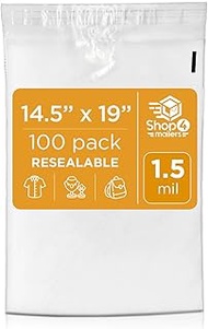 Shop4Mailers 14.5 x 19 Clear Plastic Poly Bags 1.5 Mil Self Seal Packaging for Apparel, Jewelry, Doc