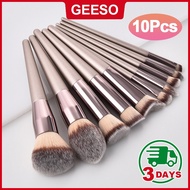 GEESO 10 Pcs Champagne Color Makeup Brush Set Makeup Brush Set