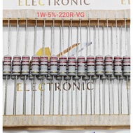 (Combo of 10) Resistor 1W 220R 220ohm oxide film error 5% High quality paper blister