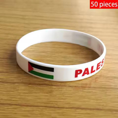 50pcs Palestine Flag Wristband Sports Silicone Bracelet Rubber Band Wholesale Customized Fashion Acc