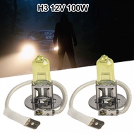 H3 Amber Xenon Yellow 100W Halogen Car Headlight Bulbs for Front Lights (2 Pack)