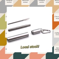 {fast delivery} Telescopic Metal Drinking Straw Collapsible Reusable Straw Portable Stainless Steel Straw