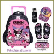 ◊ ☾ ✆ Bbs Kuromi Trolley Bag for Girls Push Backpack School Bag for Kindergarten Elementary School