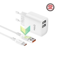 OLIKE C201 Adapter Set Charger Free Type C Data Cable Dual Port 12W 2.4A C201C 1M 1 Meter