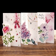 Card - Watercolor flower sample card with English wishes for luxurious 3-layer love friendship
