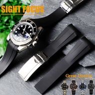 Premium Quality 20mm Curved End Rubber Watch Strap for Rolex Submariner GMT Master II Yacht Master Explorer II Milgauss Watch Bands Daytona Oyster Perpetual Dive Watches for Rolex Submariner Milgauss Watch Straps Men Women Jam Tangan Lelaki Rubber Strap