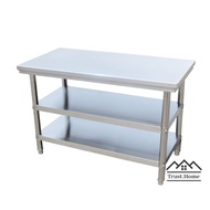 🔥【GVW TABLE】Meja Stainless Steel Working Table Meja Dapur Dining Table Set Meja Makan Stainless Stee