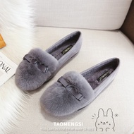 T34 Huidongyi Xinda Real Rabbit Fur Plush Warm Cotton Shoes Women 2025 Fur Shoes Women Thick-Soled H