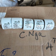 Bộ chung 3 ly 5 ly đựng nước thờ cúng Bạch Ngọc Hoa Sen cao cấp