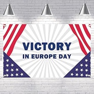 Lofaris Victory in Europe Day Banner - 70.8x43.3 Inch Patriotic Flag Design Banner for VE Day Celebr