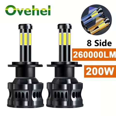 OVEHEL 360 H7 LED 8 Sides Turbo Canbus H8 H9 H11 9005 HIR2 HB3 HB4 LED 3D 260000LM 200W Headlight 30