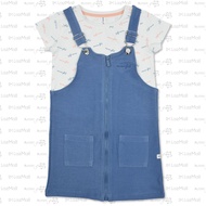 Moose Girl Slate Blue Jumper Dress with White Mid Crop Blouse Set (GJDS- 2193)