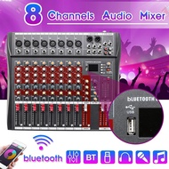 8 Channel Audio Mixer DJ Sound Mixing Console with USB MP3 Jack bluetooth Professional Karaoke Amplifier 48V Phantom Power