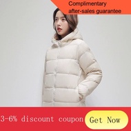 ! Down Jacket Autumn and Winter Women's Hooded Pure Color All-Matching Fashionable Warm down Jacket Coat Trendy Casual D