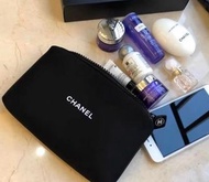 Chanel 化妝袋 專櫃贈品太空棉cotton 化妝包 make up bag bio gift black 黑色