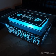 Tempered Glass KTV Coffee Table Table Stainless Steel Bar Table Card Holder Luminous European Colorf