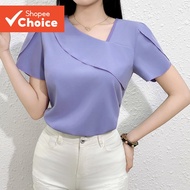 Women Casual Plain Asymmetrical Morandi Color Series Blouse L132ED539