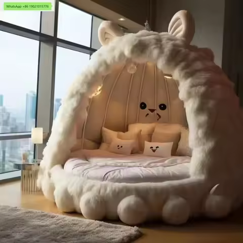 Tanuki bed modern minimalist animal cute monster bed tree house surrounded by double round bed