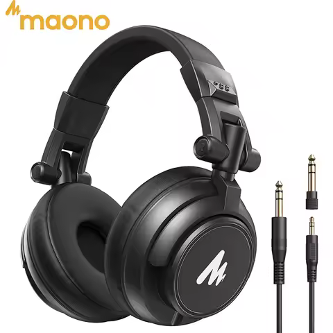 Maono MH601 Wired Headphones Professional Studio Monitor Headphones with Detachable Plug & Cable 50m