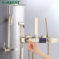 Brushed Gold Digital Bathroom Shower System of Stainless Steel Shower Head Brass Bathroom Tap Piano Digital Bathroom Shower Set