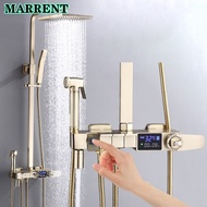Brushed Gold Digital Bathroom Shower System of Stainless Steel Shower Head Brass Bathroom Tap Piano 